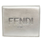 Metallic Leather Logo Bifold Compact Wallet