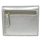 Metallic Leather Logo Bifold Compact Wallet