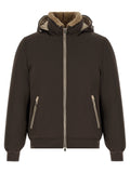 Brunello Cucinelli Detachable Shearling-Lined Hood Down Jacket — Brown