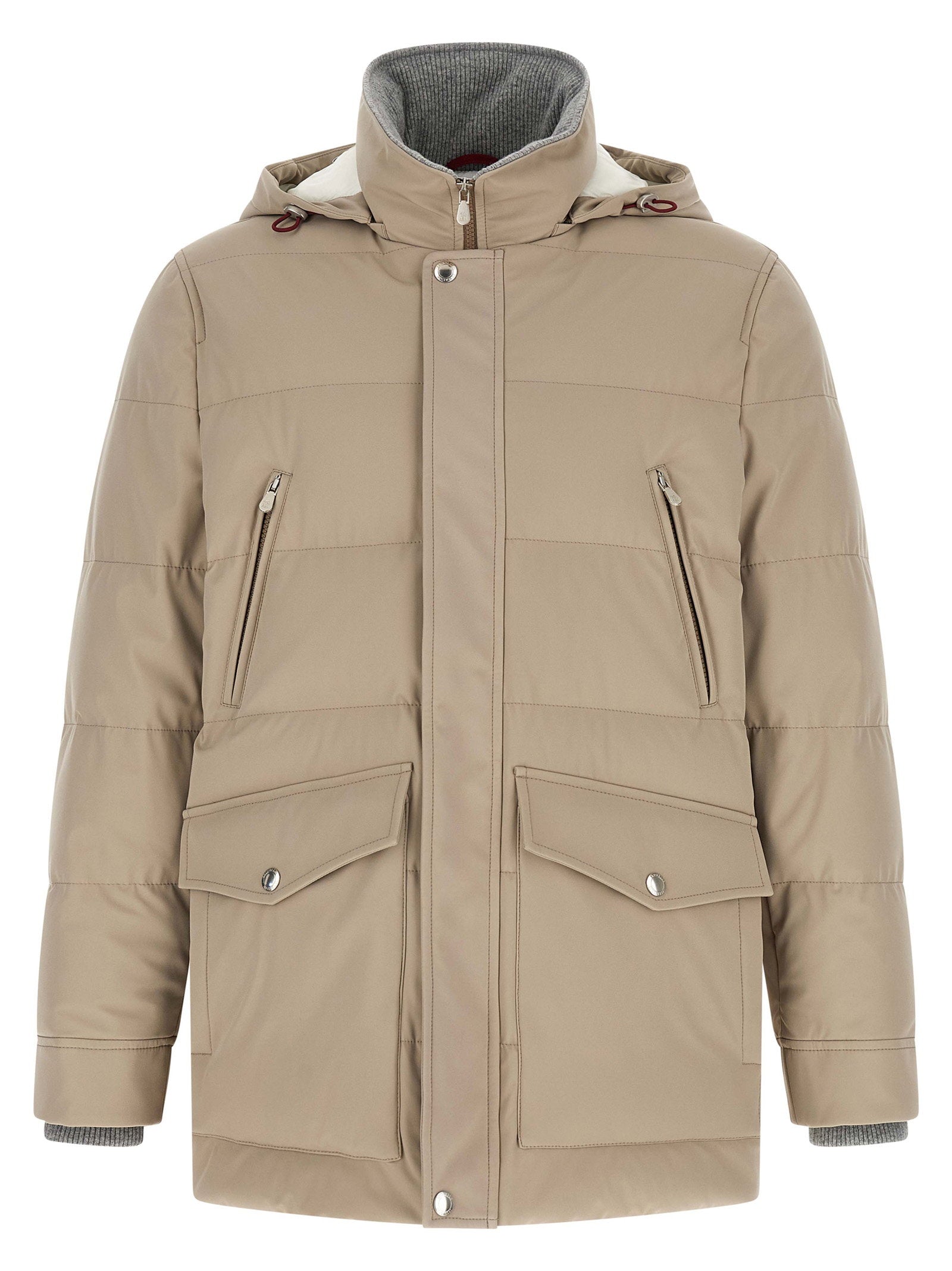 Brunello Cucinelli Quilted Goose Feather Parka — Beige