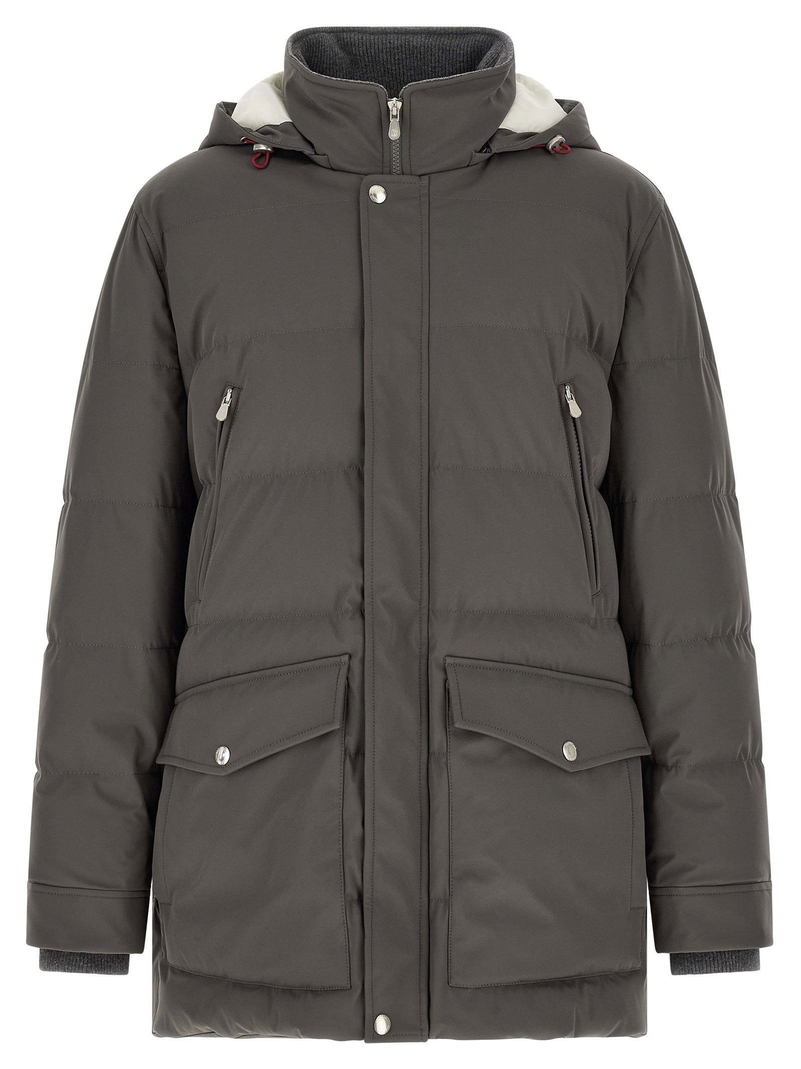 Brunello Cucinelli Goose Feather Quilted Parka — Gray