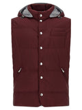 Brunello Cucinelli Quilted Goose Feather Vest — Burgundy