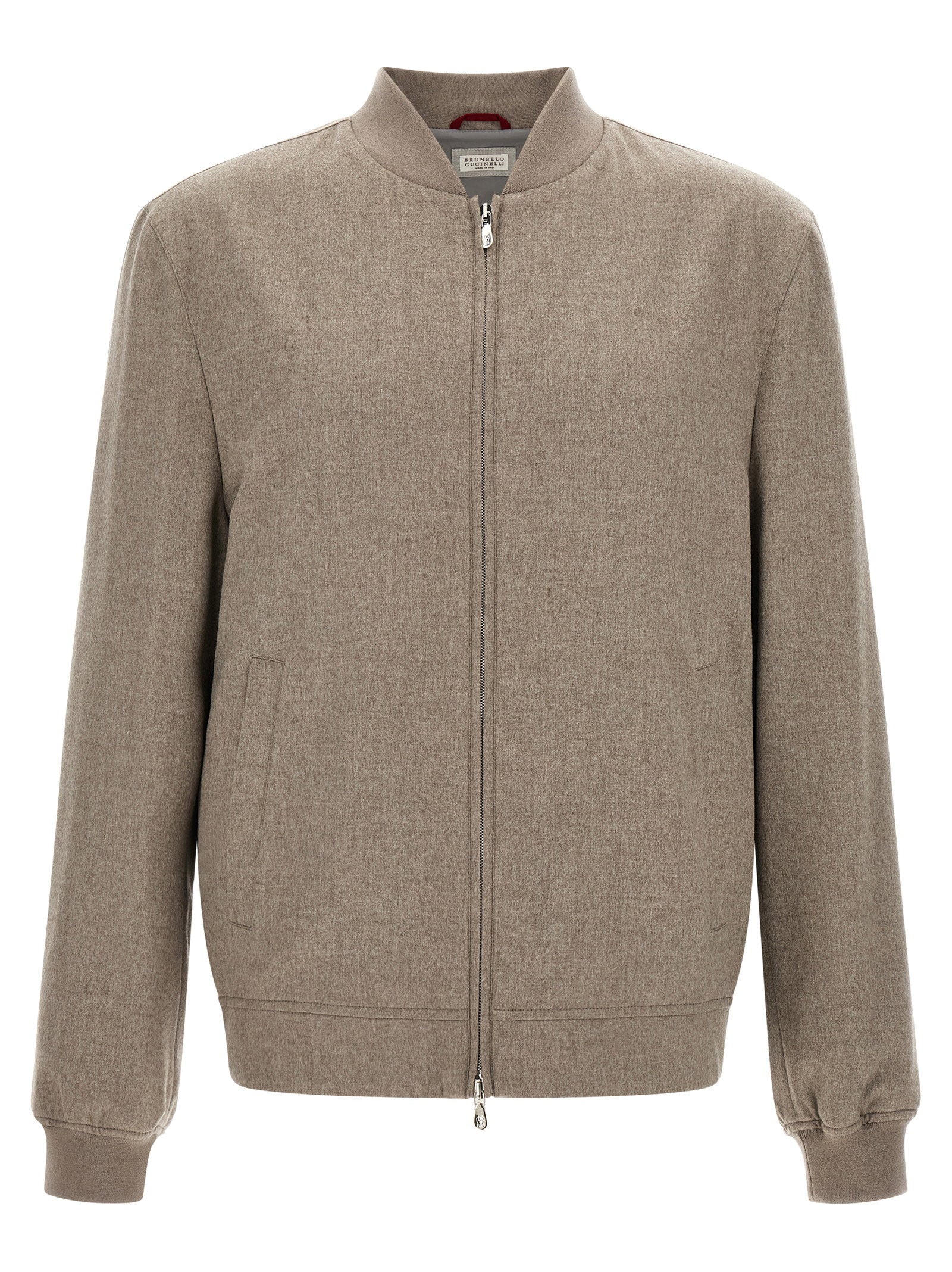 Brunello Cucinelli Cashmere Bomber Jacket — Beige