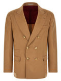 Brunello Cucinelli Double-Breasted Camel Blazer — Camel
