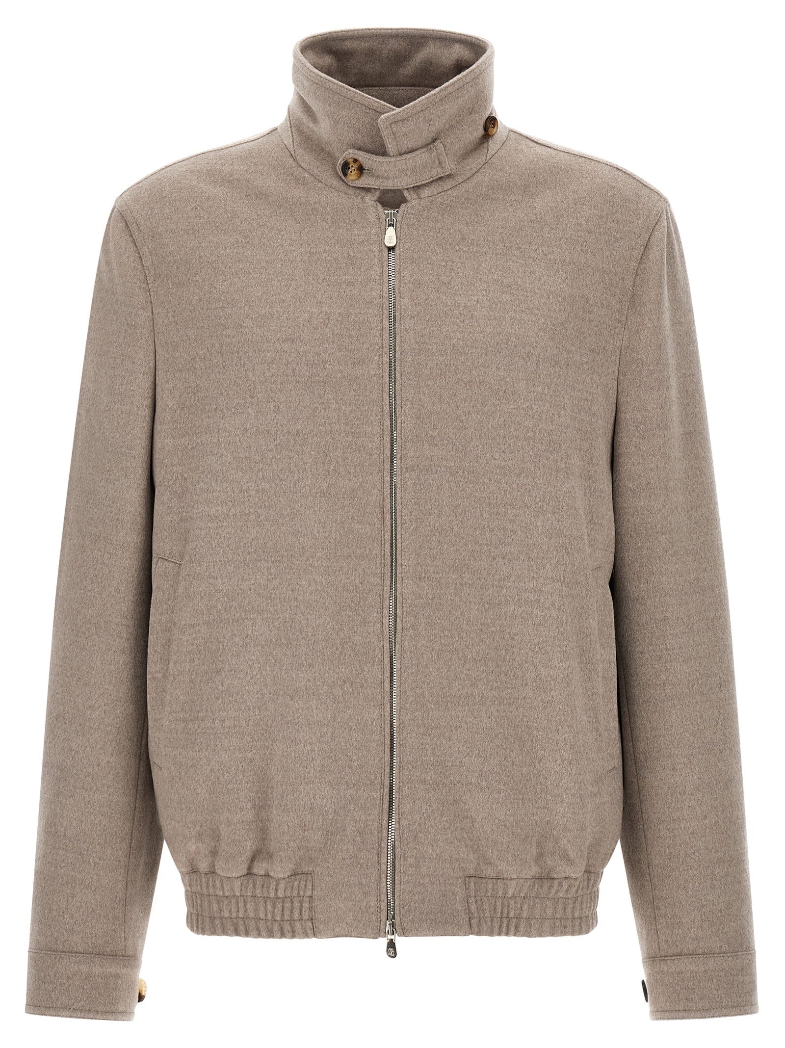 Brunello Cucinelli Virgin Wool Beaver Bomber Jacket — beige