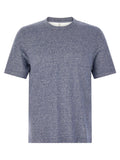 Brunello Cucinelli Linen-Cotton Blend Mélange T-shirt — Blue