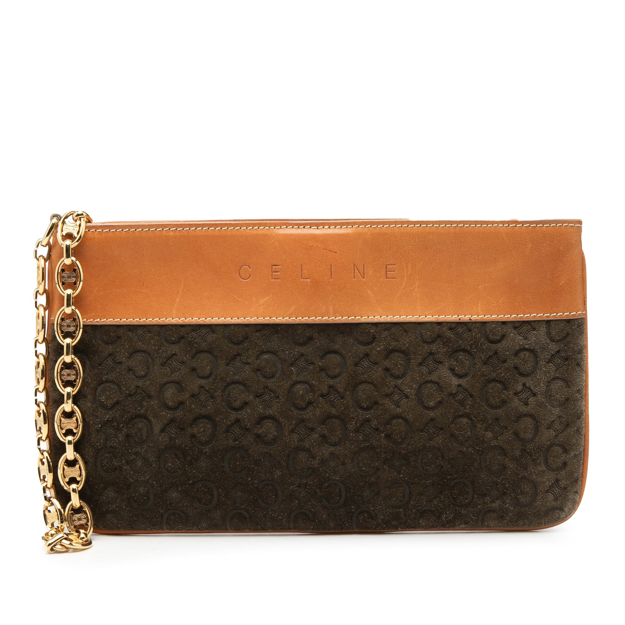 C Macadam Suede Clutch On Chain