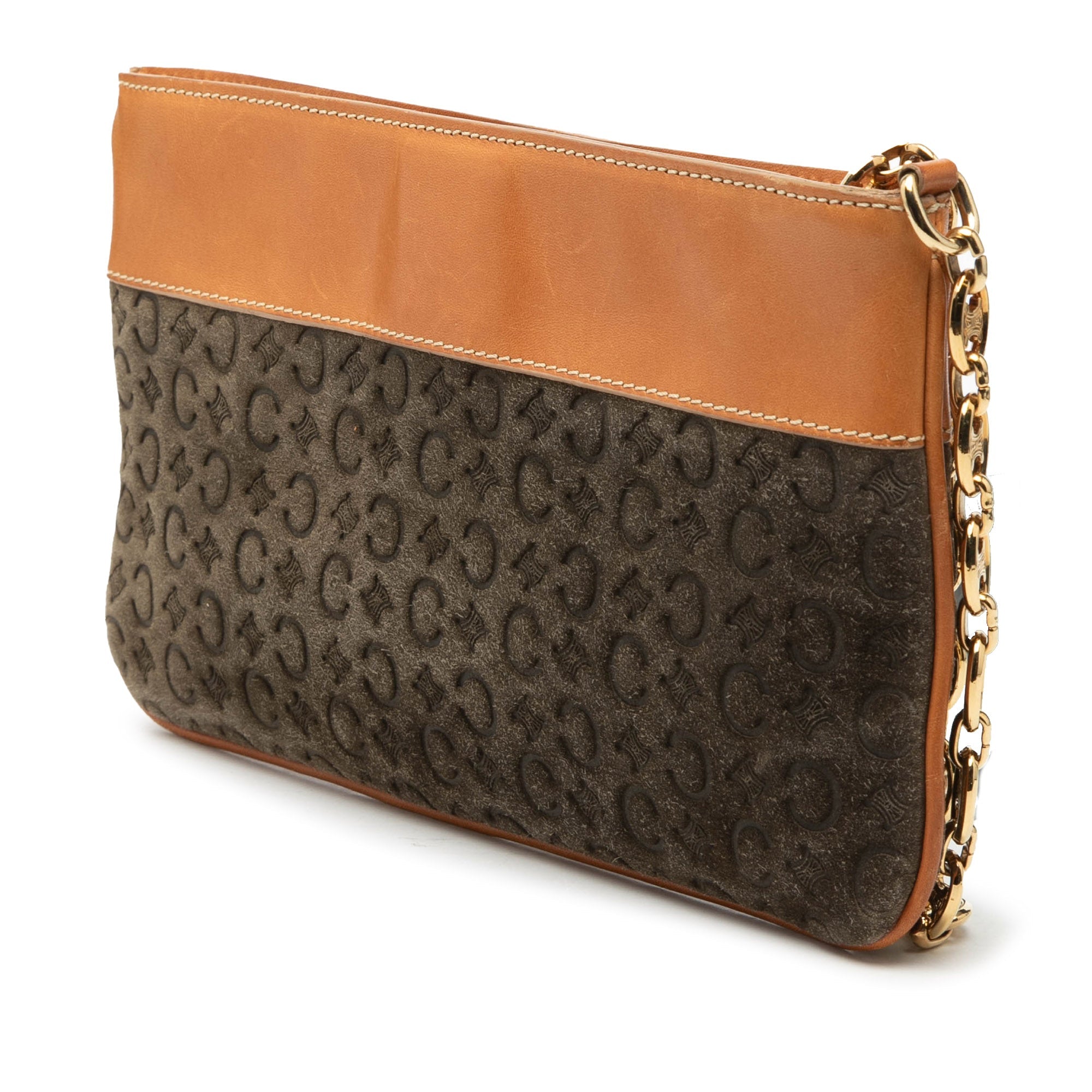C Macadam Suede Clutch On Chain