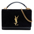 Medium Suede and Calfskin Monogram Sunset Top Handle Bag
