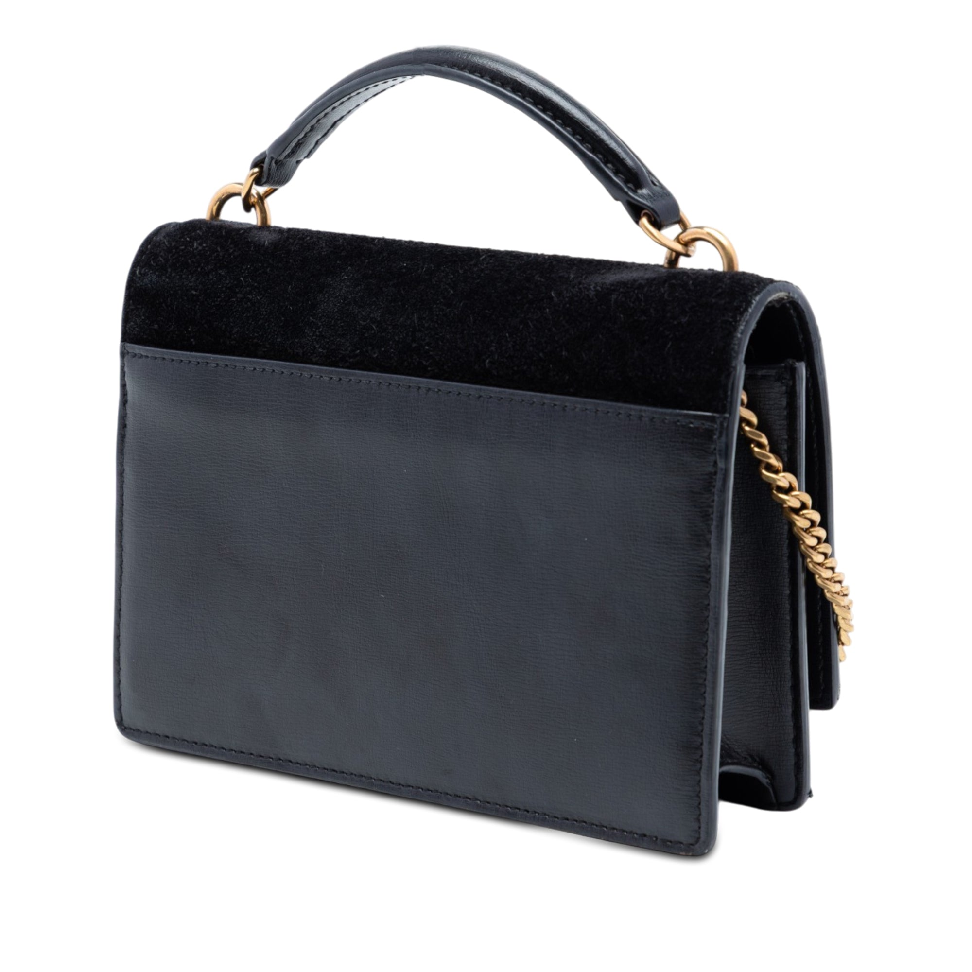 Medium Suede and Calfskin Monogram Sunset Top Handle Bag