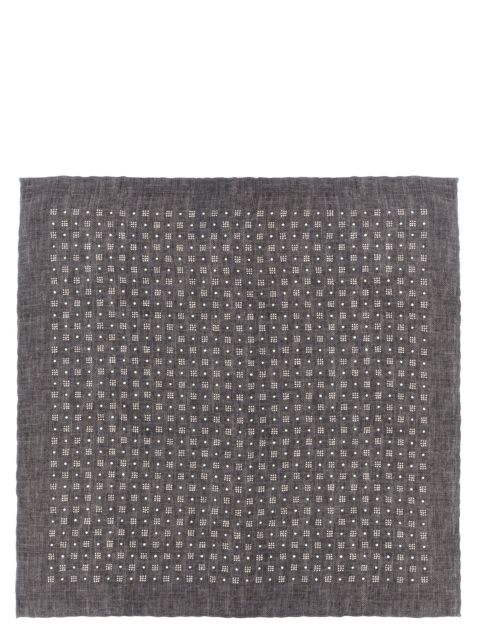 Brunello Cucinelli Silk Geometric Pattern Clutch — Gray