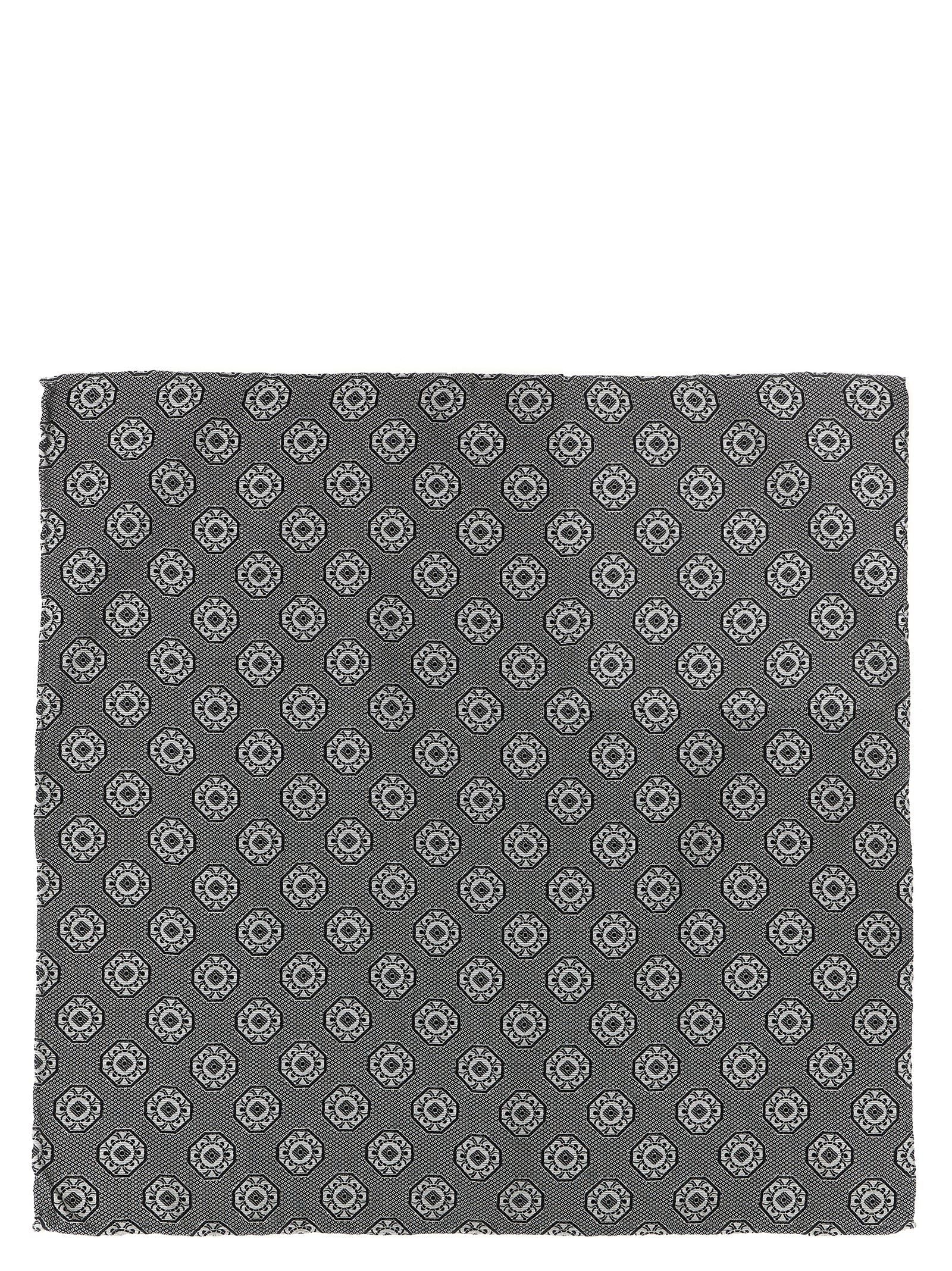 Brunello Cucinelli Silk Medallion-Pattern Clutch — Gray