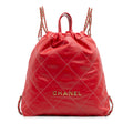 Large Shiny Quilted Calfskin 22 Backpack