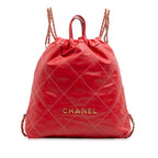 Large Shiny Quilted Calfskin 22 Backpack