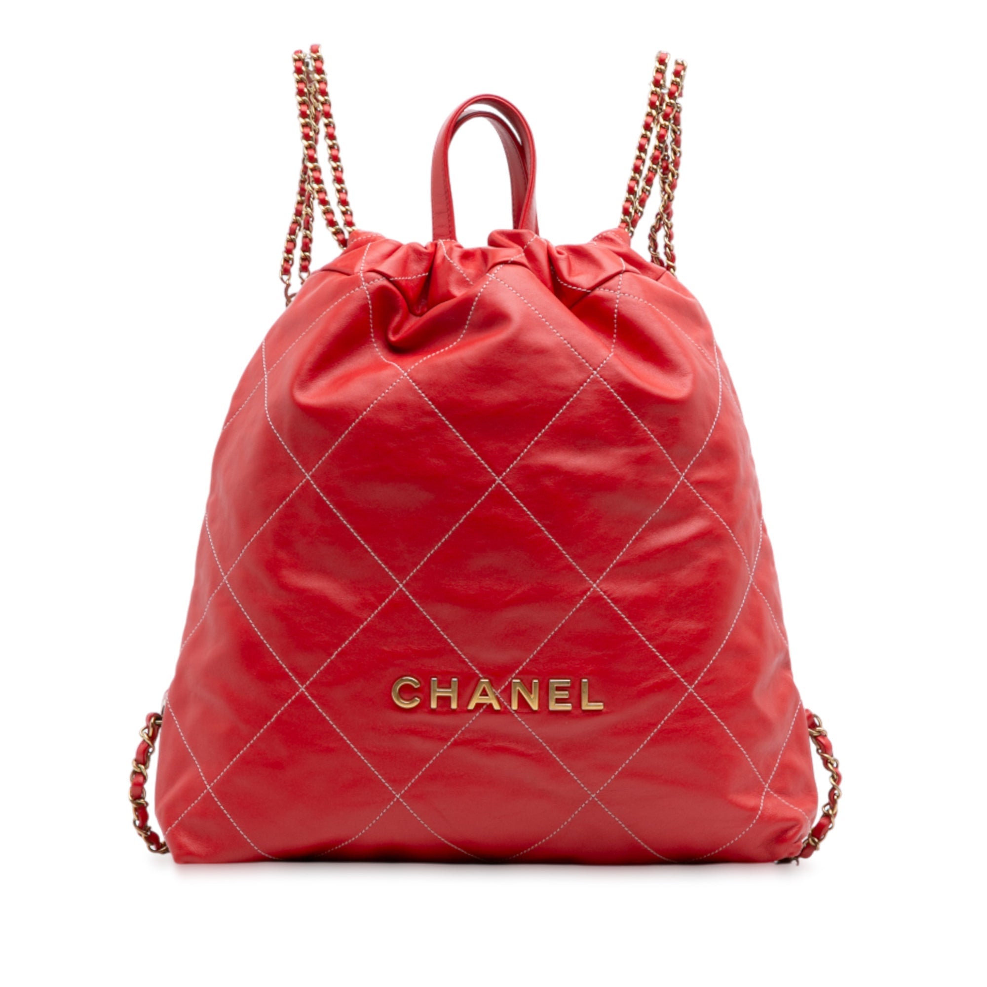 Large Shiny Quilted Calfskin 22 Backpack