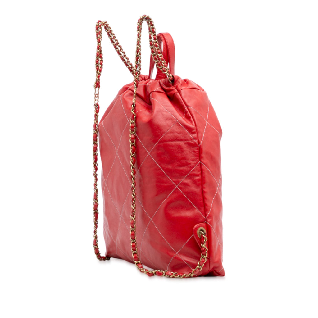 Large Shiny Quilted Calfskin 22 Backpack