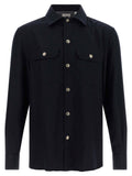 Brunello Cucinelli Virgin Wool Flannel Overshirt — Navy