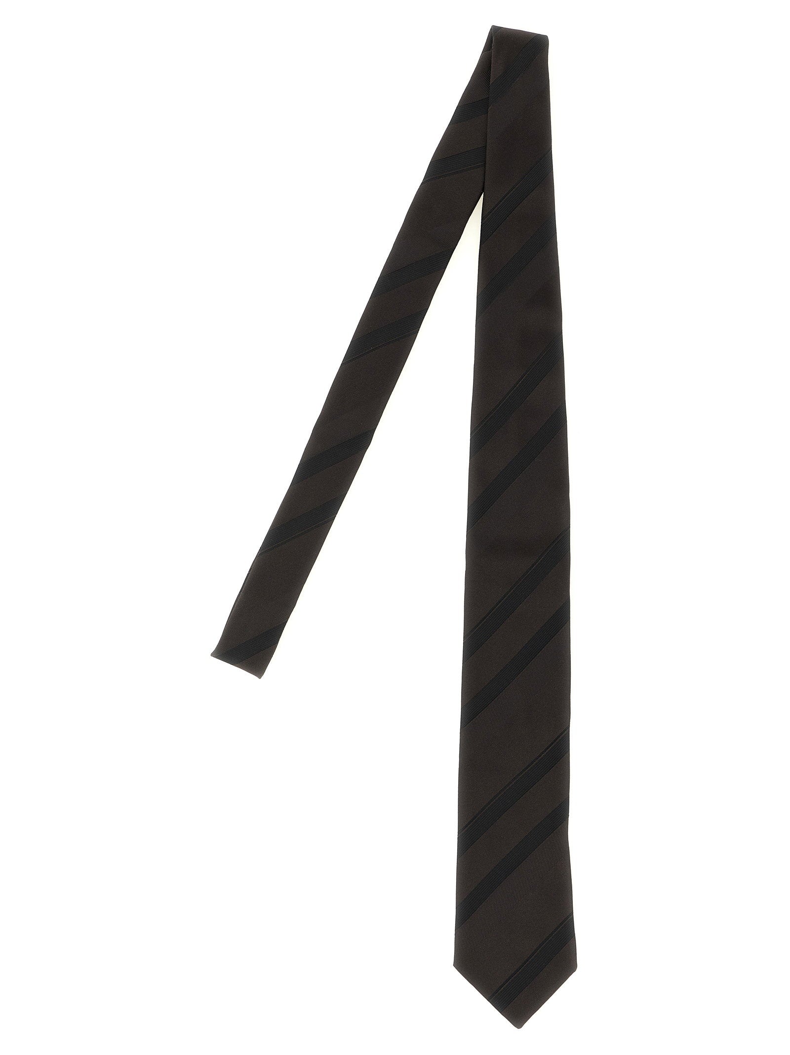 Brunello Cucinelli Regimental Silk Necktie — Brown