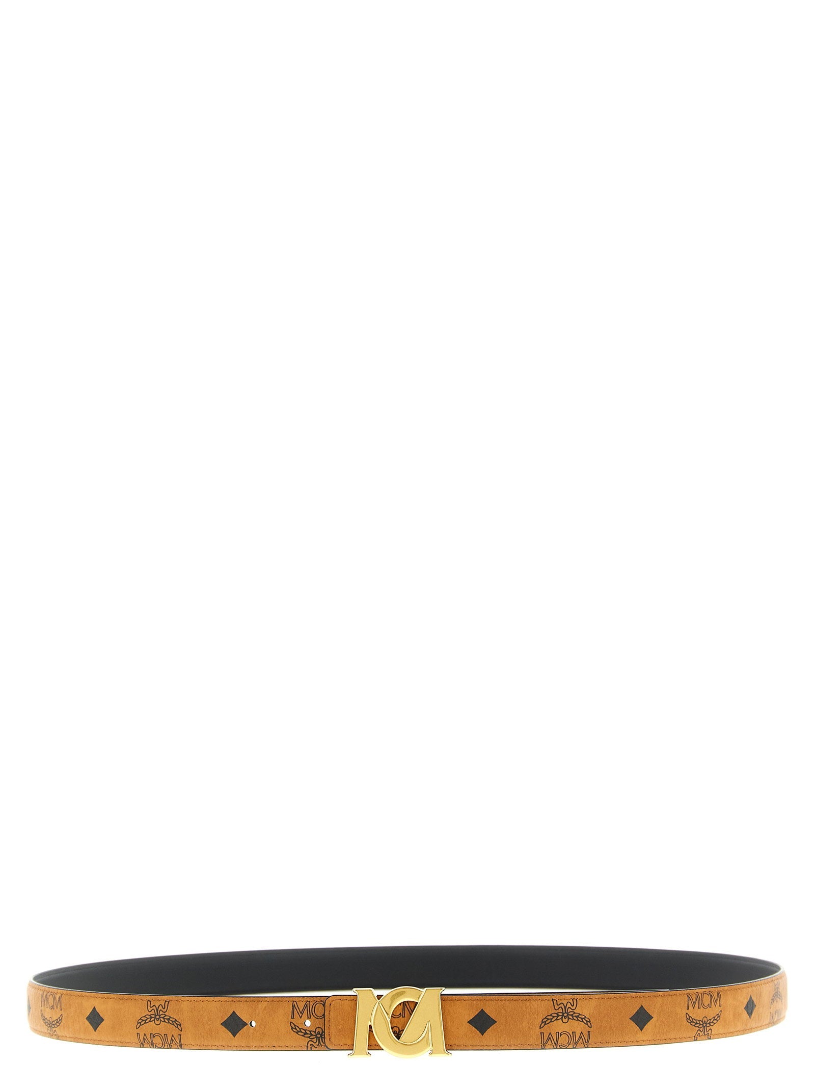 Mcm Logo Buckle Belt — Cognac