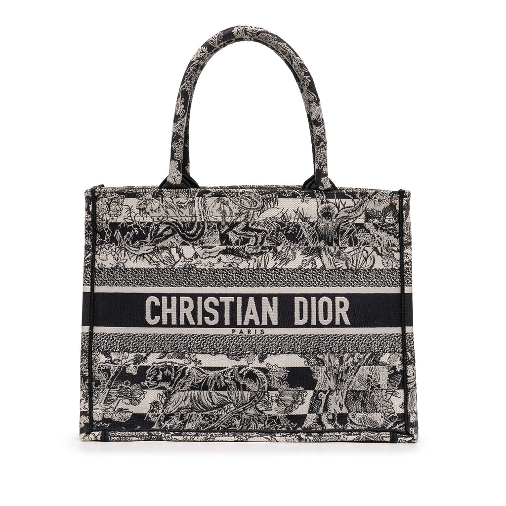 Medium Striped Canvas Reverse Embroidered Dioriviera Toile de Jouy Book Tote