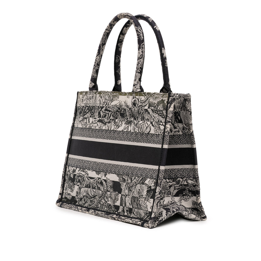 Medium Striped Canvas Reverse Embroidered Dioriviera Toile de Jouy Book Tote
