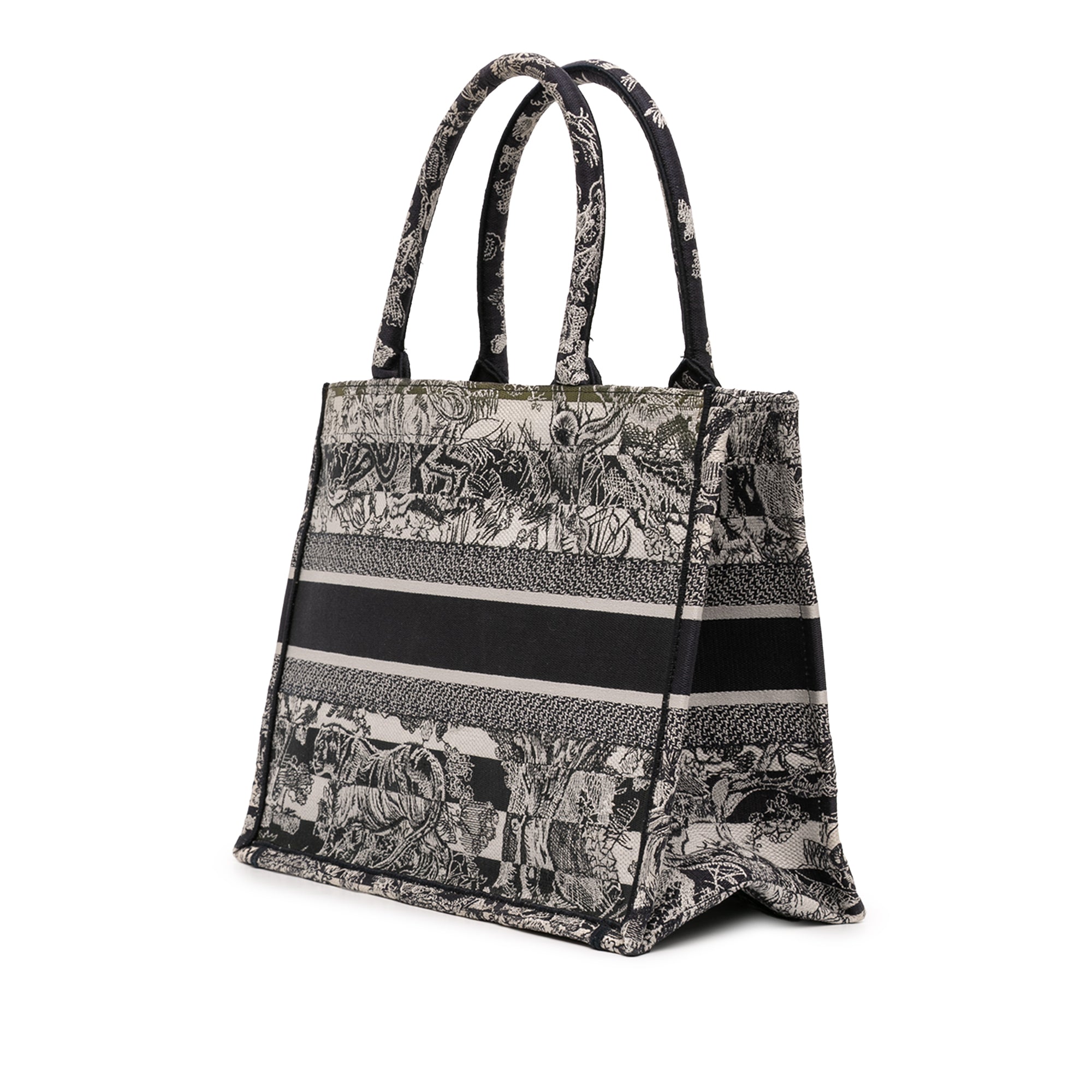 Medium Striped Canvas Reverse Embroidered Dioriviera Toile de Jouy Book Tote