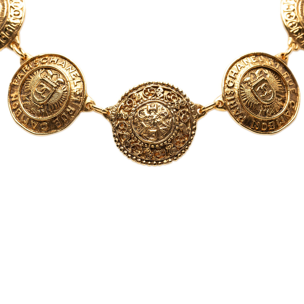 CC Gold Plated Cambon Medallion Necklace