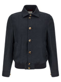 Brunello Cucinelli Linen and Silk Blend Jacket — Gray