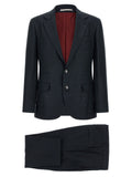 Brunello Cucinelli Silk, Linen and Wool Hopsack Pant Suit — Charcoal