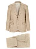 Brunello Cucinelli Hopsack Pant Suit — Beige