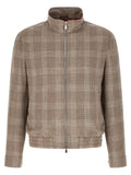 Brunello Cucinelli Tartan Wool Blend Jacket — Beige