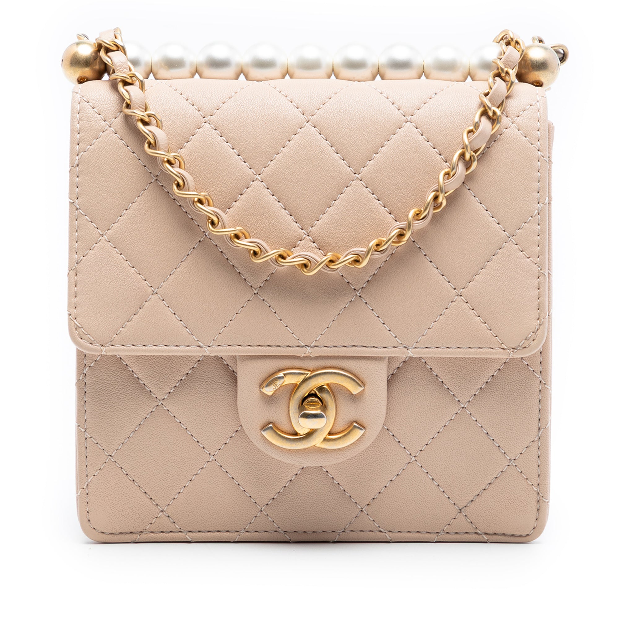 Small Quilted Lambskin Chic Pearls Flap