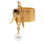 Gold Plated Rhinestone and Faux Pearl Bambi Ring