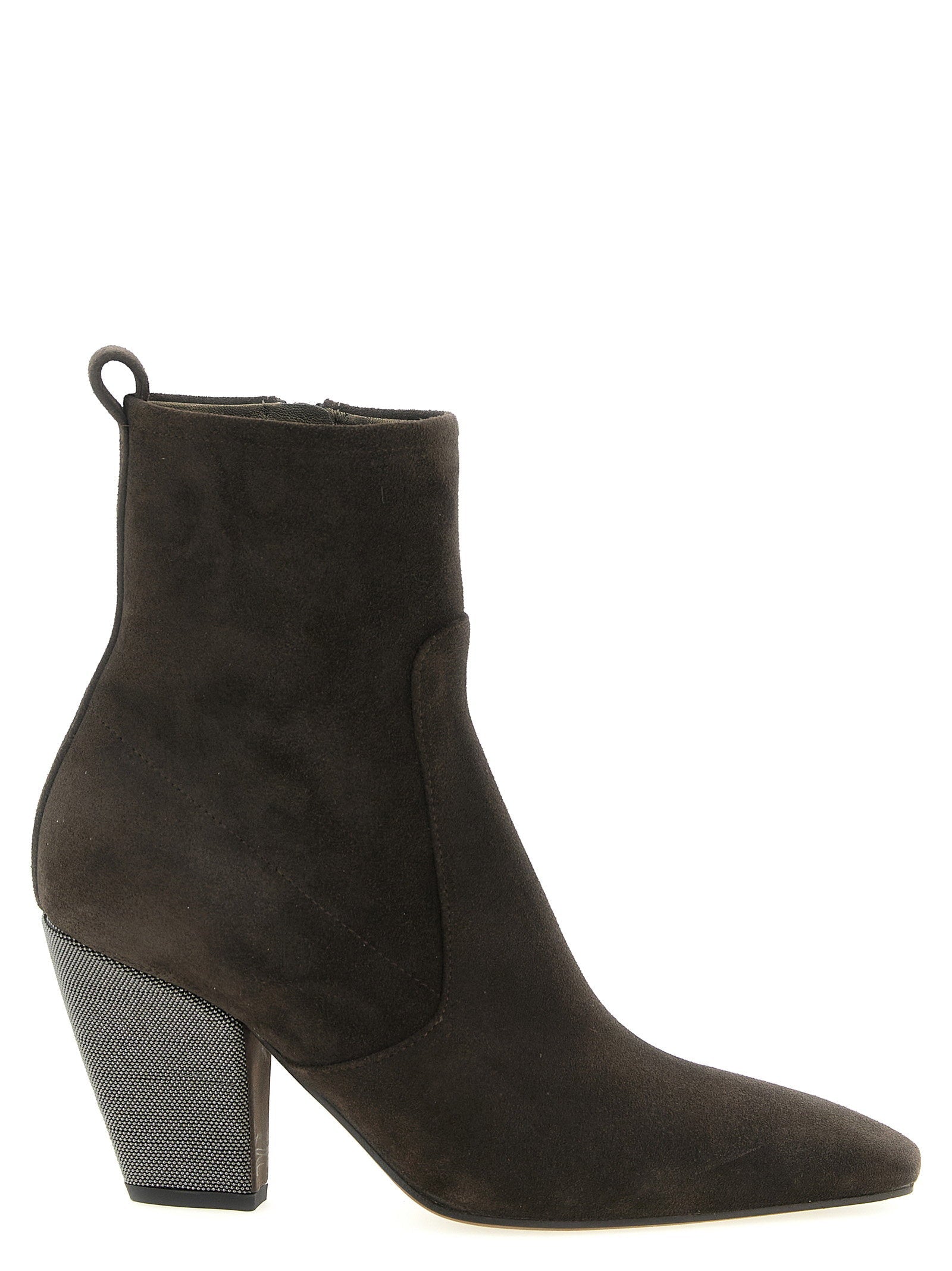 Brunello Cucinelli Precious Heel Monile Ankle Boot — Black