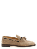Brunello Cucinelli Suede Tapered Moccasins — Beige