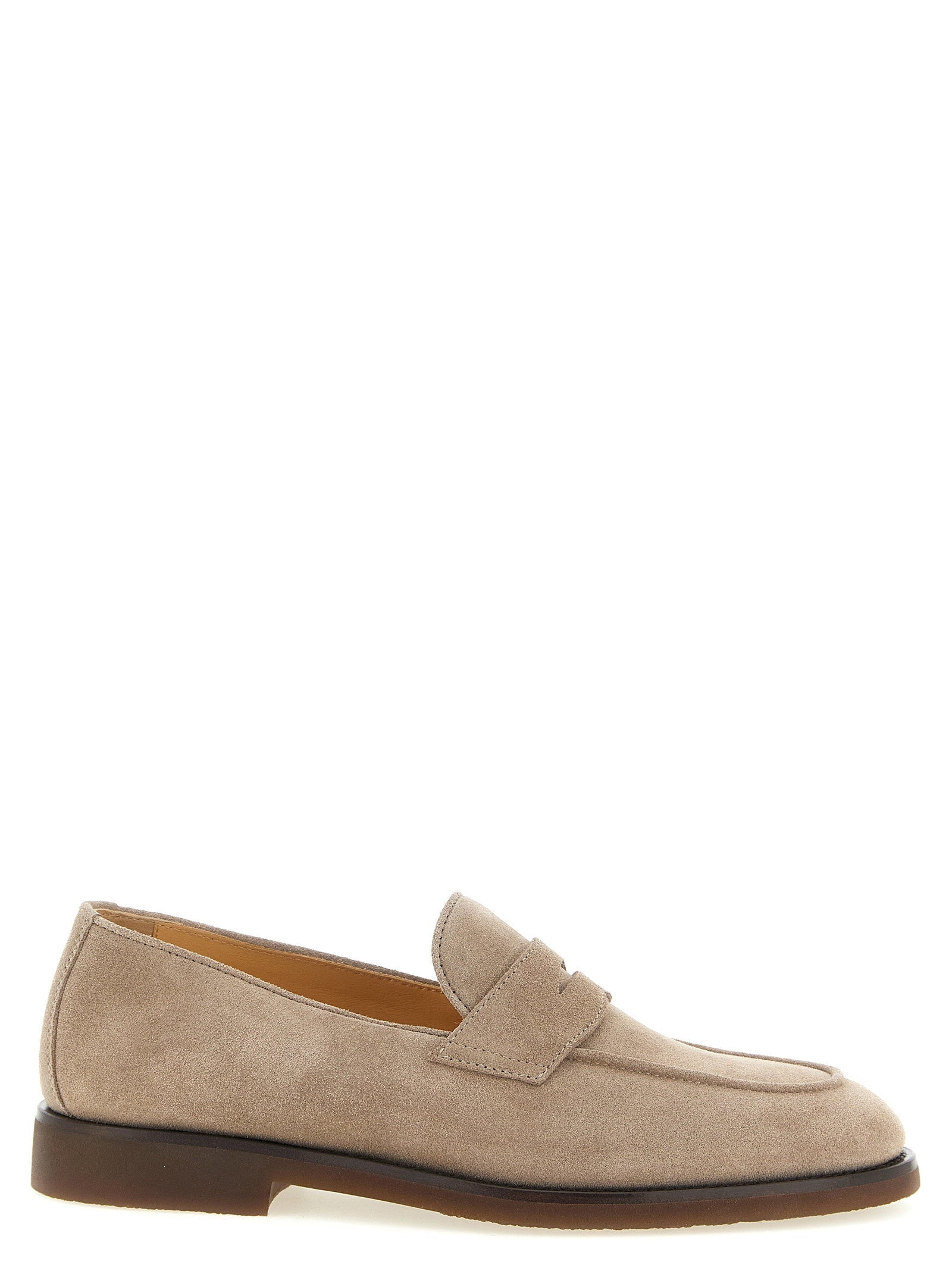 Brunello Cucinelli Suede Penny Loafer — beige