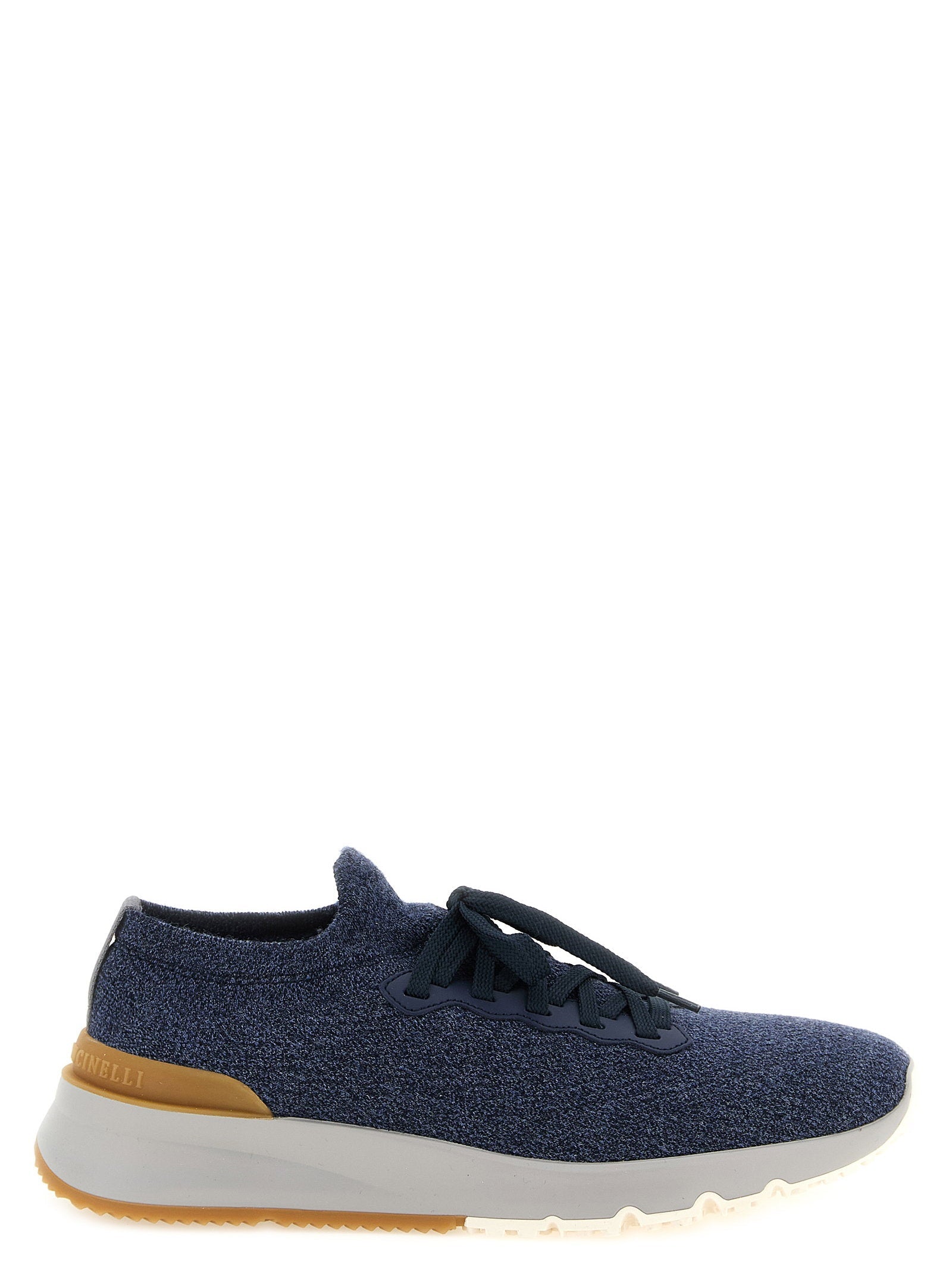 Brunello Cucinelli Jacquard Knit Sneaker — Navy