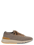 Brunello Cucinelli Stretch Knit Low Sneaker — Gray
