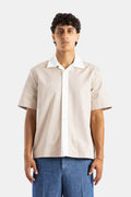 Jil Sander Cuban-Collar Cotton Shirt — Beige