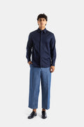 Jil Sander Cotton Poplin Oversized Shirt — Navy
