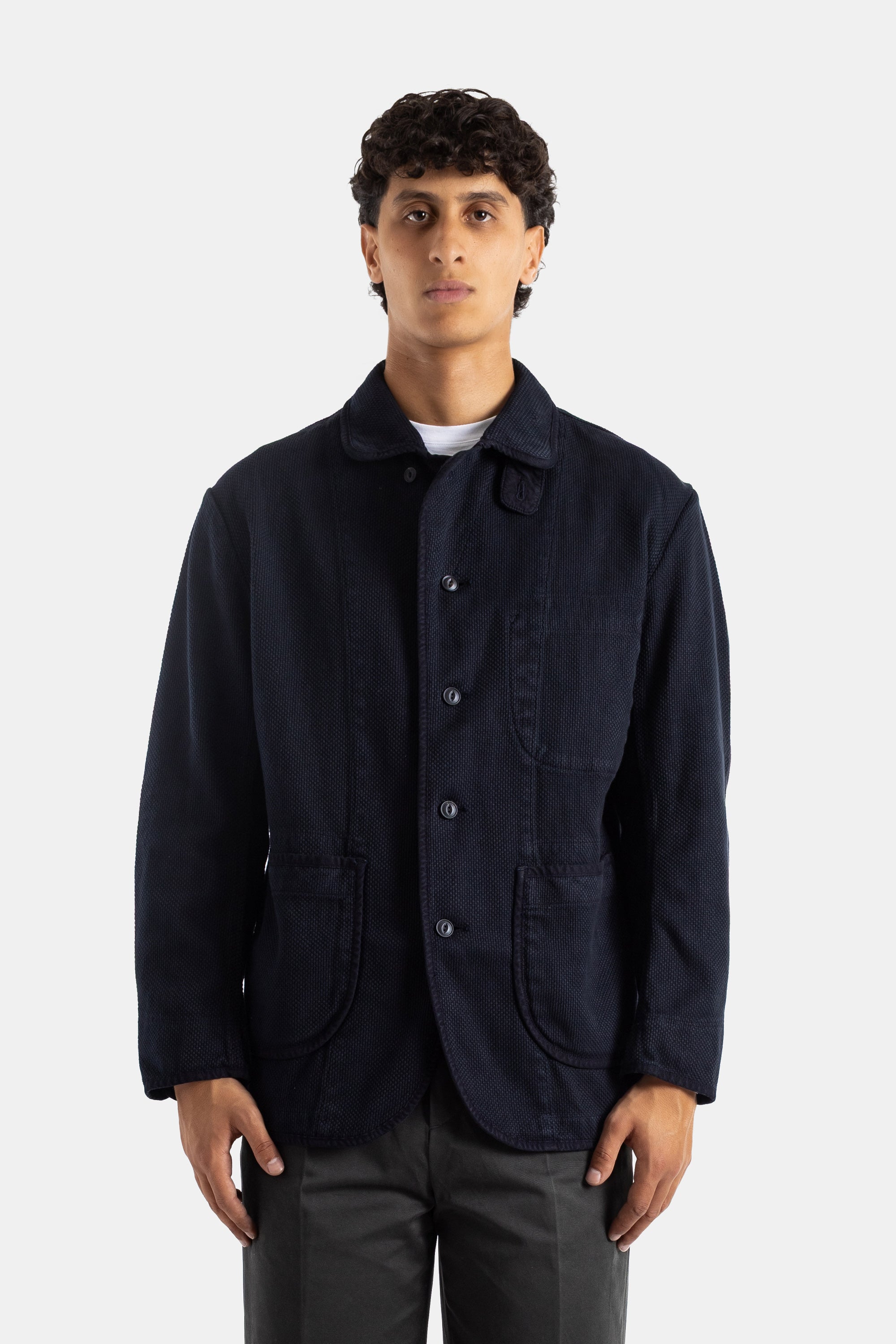 Momotaro Sashiko Overdye Cotton Jacket — Navy