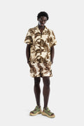 Moncler Sepia Palm-Tree Print Polyester Bermudas — Beige