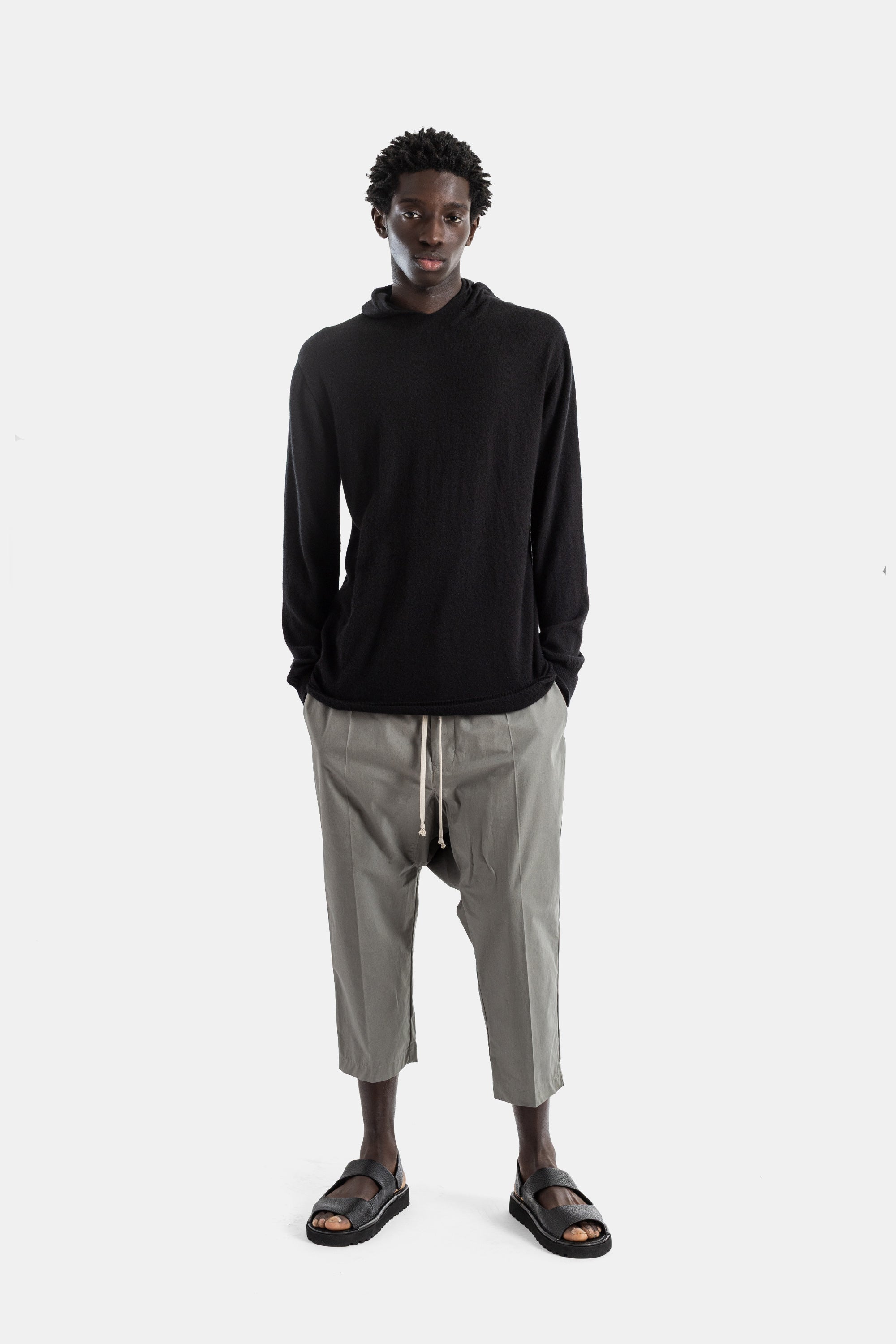 Rick Owens Virgin Wool Knit Hoodie — Black