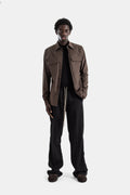 Rick Owens Long-Sleeved Cotton Poplin Work Shirt Shirt — Brown