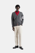 Thom Browne Tapered Fine-Ribbed Corduroy Chinos — White