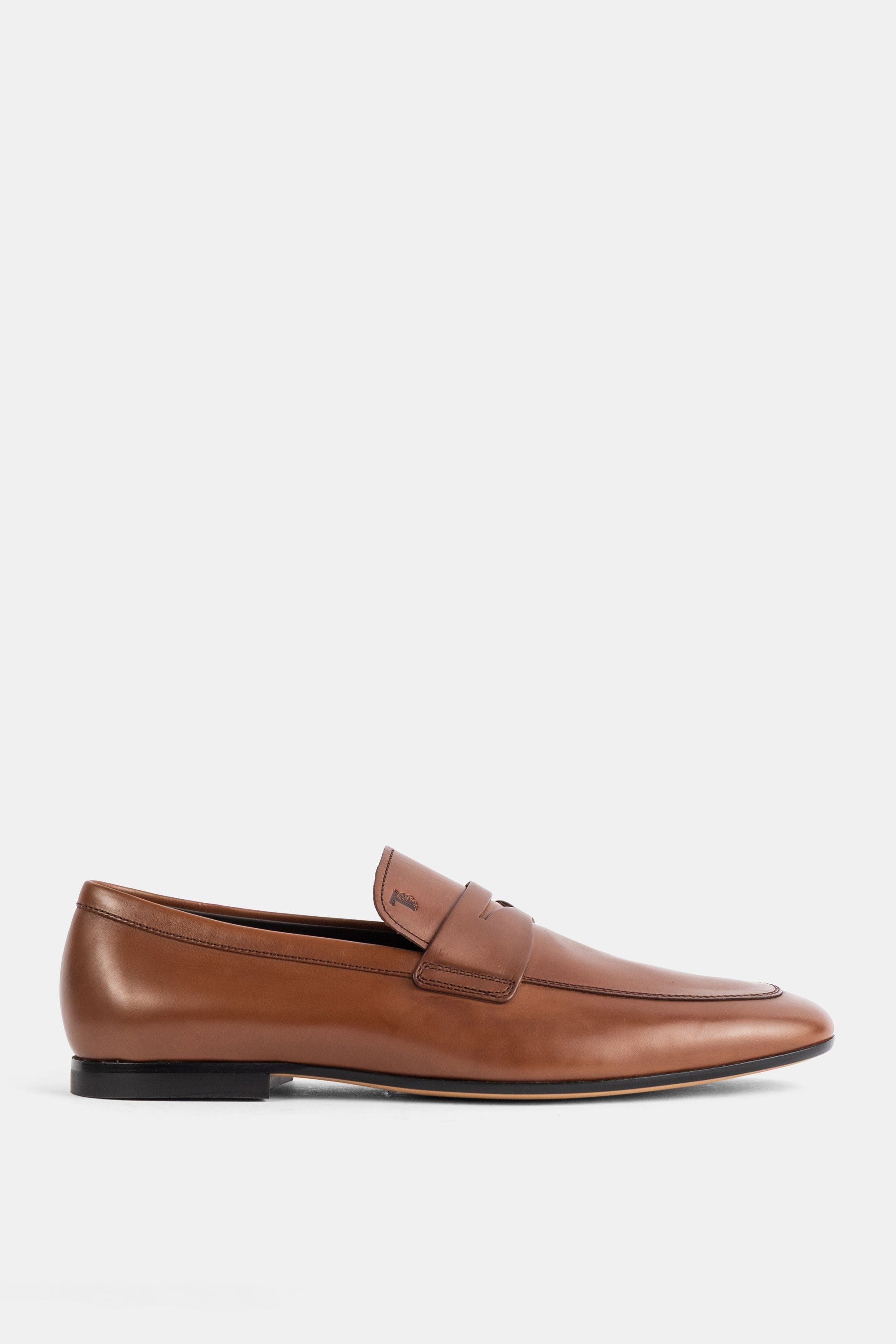 Tod's Embossed Logo Cognac Leather Loafer — Brown