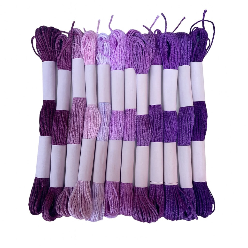 Hilo Mouliné – Pack 12 Madejas Tonos Morados