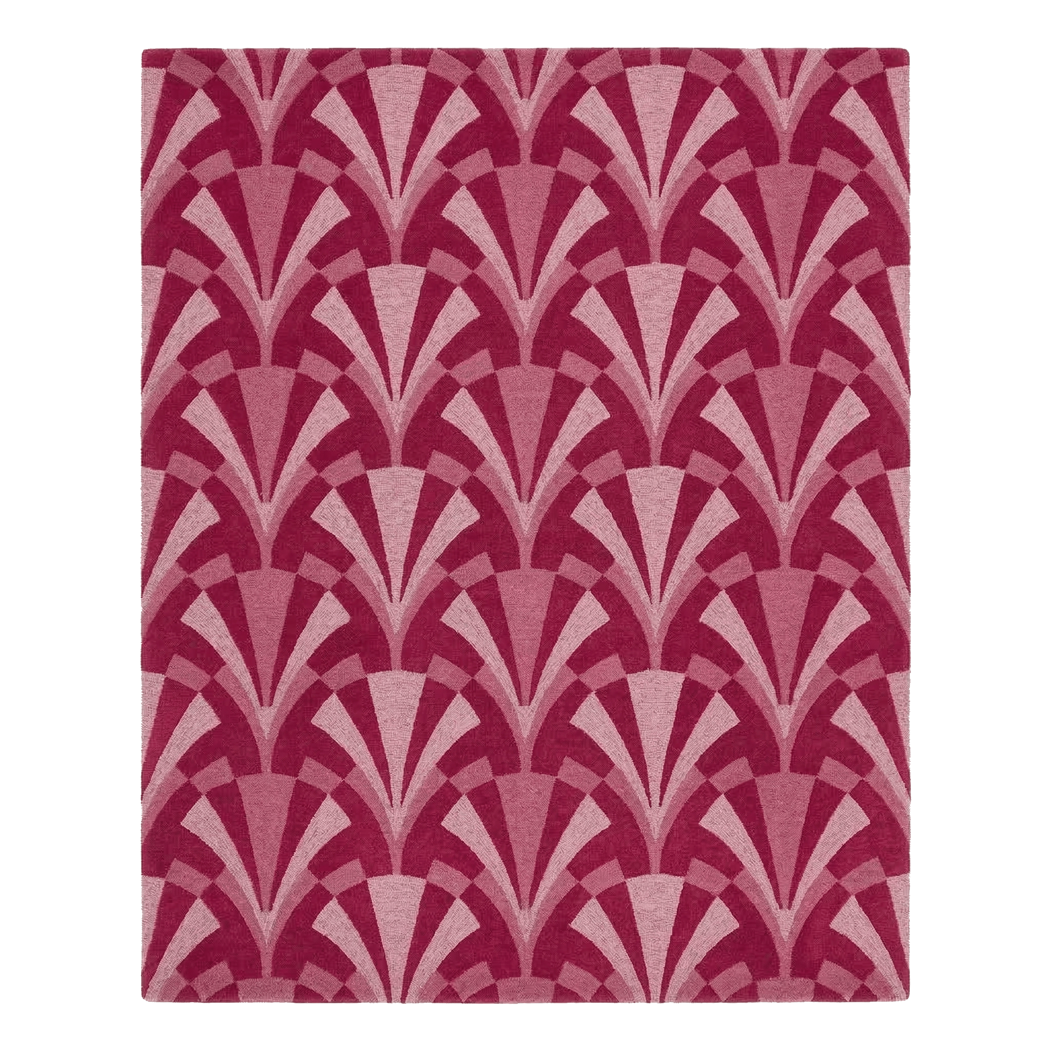 Magenta Fan Motif Hand Tufted Rug