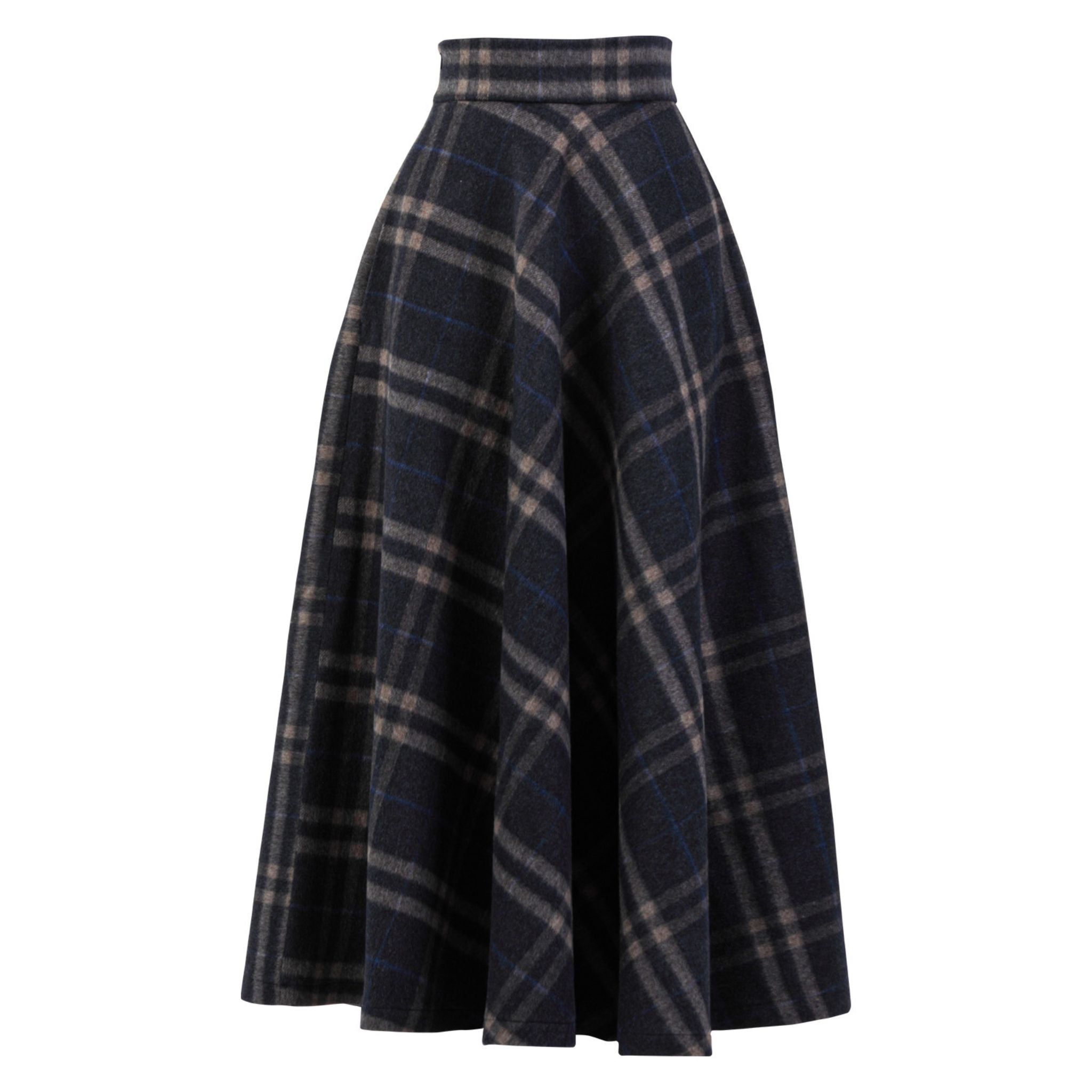 Magnolia Plaid High Waist Wool Skirt