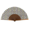 Islamic geometry inspired silk hand fan Malaqa